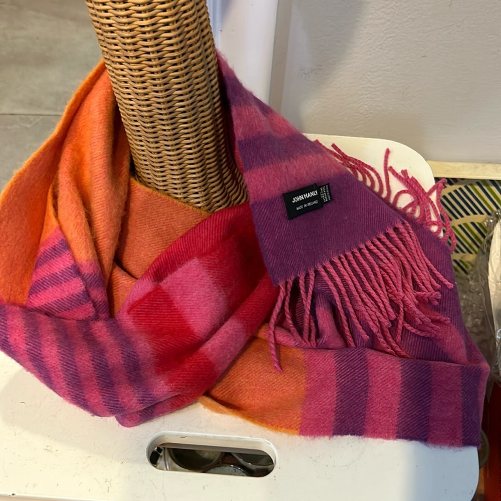 Gorgeous Merino wool  colors that pop striped scarf John Hanley